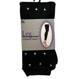 NEW Leg impressions footless tights silver studs‎ OS